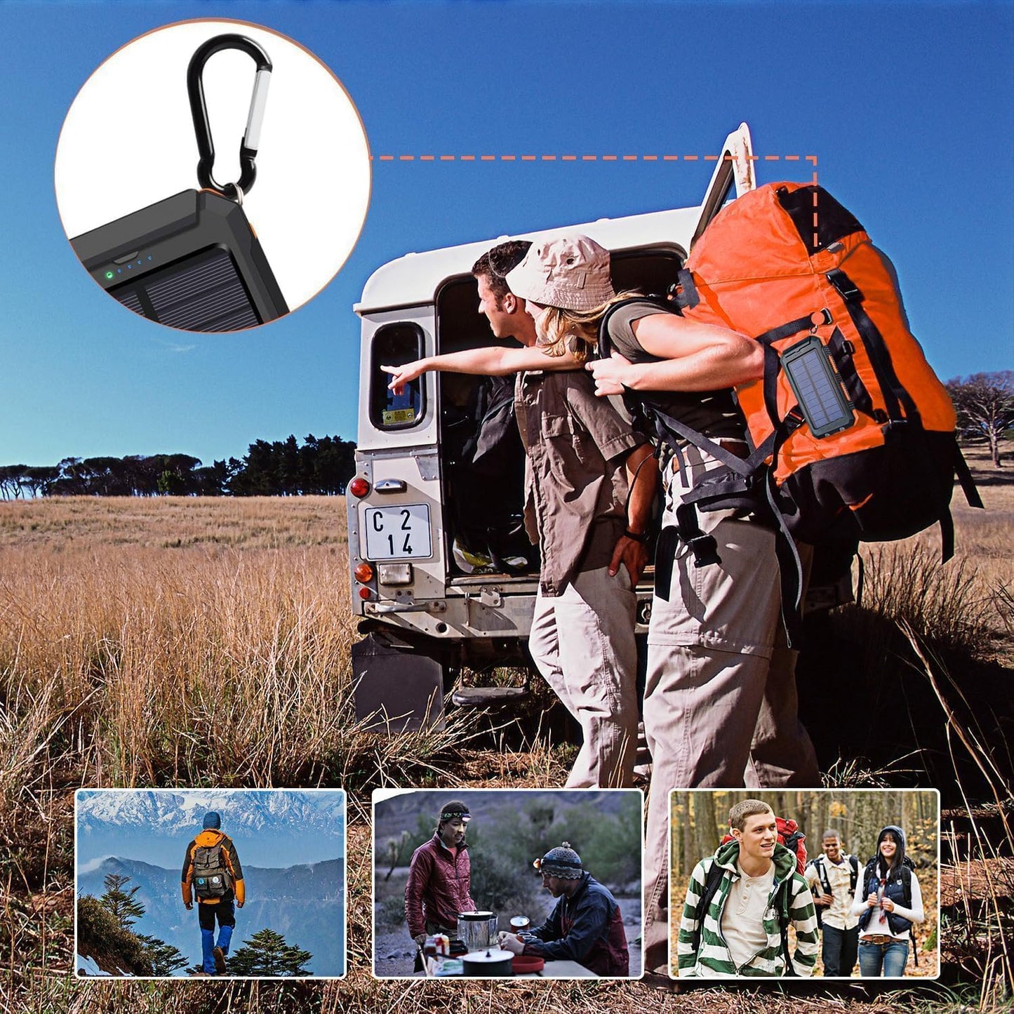 YELOMIN 38800mAh Solar Power Bank, Portable Charger USB-C Fast Charging Compatible with iPhone Samsung, Dual LED Flashlight Battery Pack, 3 Output Backup Charger for Camping Hiking Outdoor Emergency