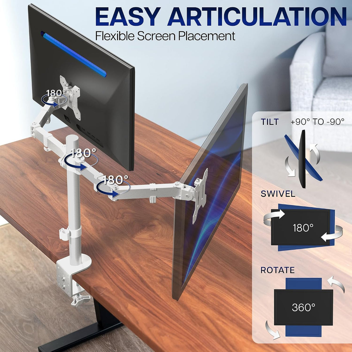 VIVO Dual Monitor Desk Mount for 13 to 30 inch Screens, STAND-V002W