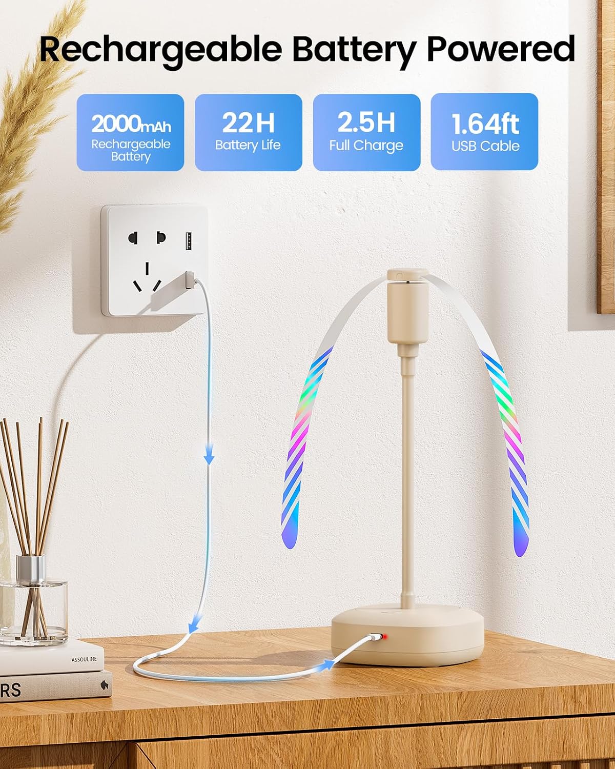 Edvision Fly Fans for Tables, 2000mAh Rechargeable Food Fan, 20H Runtime | Flexible Neck for 360° Coverage, Quiet Table Fan with Soft Safety Blades, Ideal for Party, Picnic, BBQ, Indoor & Outdoor Use