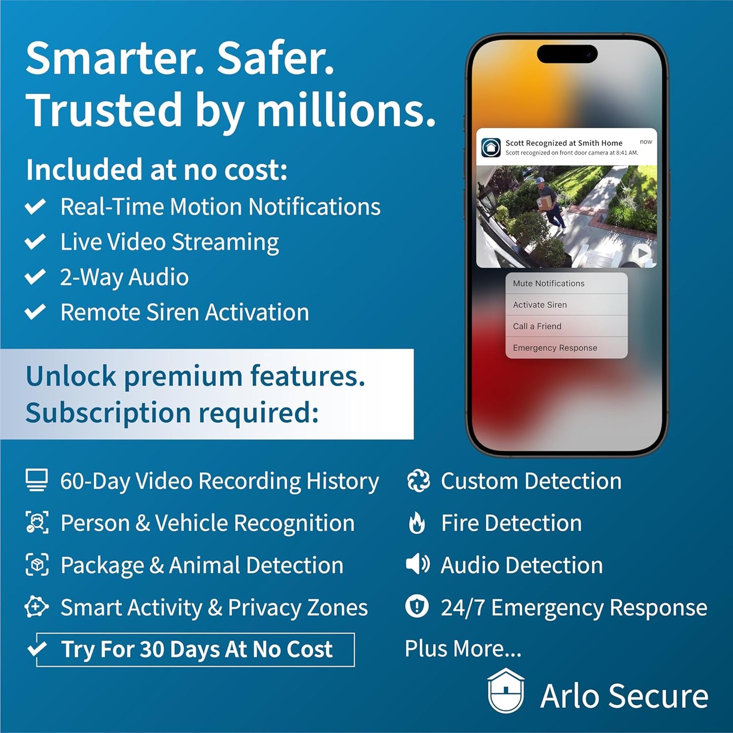 Arlo Essential XL Security Camera 2K (2nd Gen, 2023 Release) - Wireless Outdoor Camera, 4X Longer Battery, Person Recognition, Package Detection, Animated Preview, 1-Mo. Trial of Secure Plan, 1 Cam