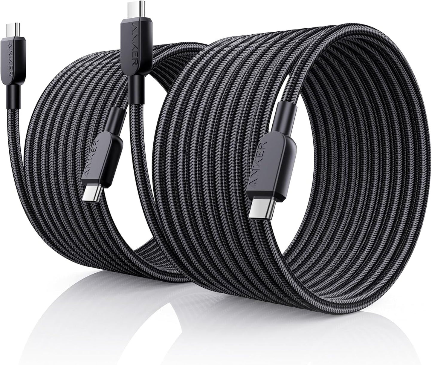 Anker USB C to USB C Cable, 240W Fast Charging Cord (2-Pack, 10 ft, Black) | For iPhone 17 / 16 Series, MacBook Pro 2020, iPad Air 4, and More