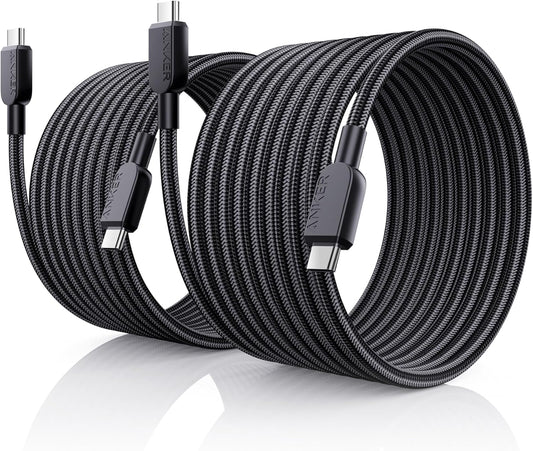Anker USB C to USB C Cable, 240W Fast Charging Cord (2-Pack, 10 ft, Black) | For iPhone 17 / 16 Series, MacBook Pro 2020, iPad Air 4, and More