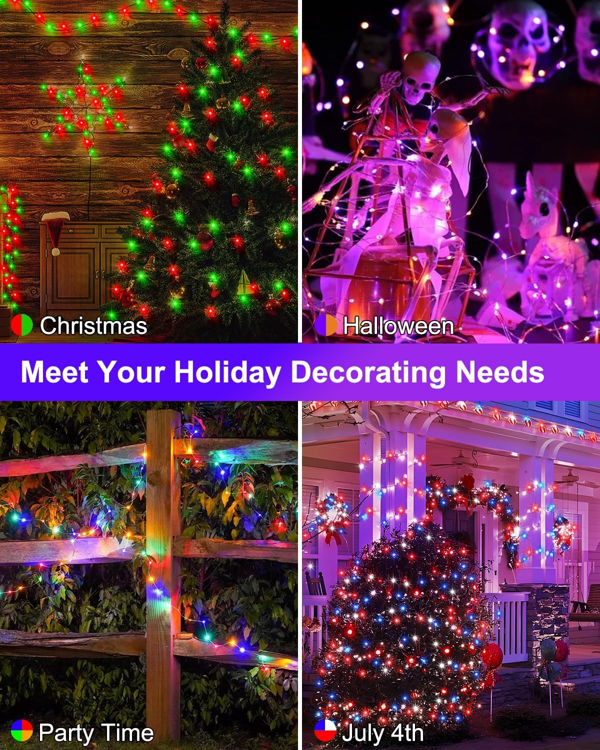 echosari Smart Fairy Lights 33Ft 100 LED USB (Color Changing) | APP & Remote Control, Music & Mic Sync, USB Powered, Flexible, for Holiday & Party Decor