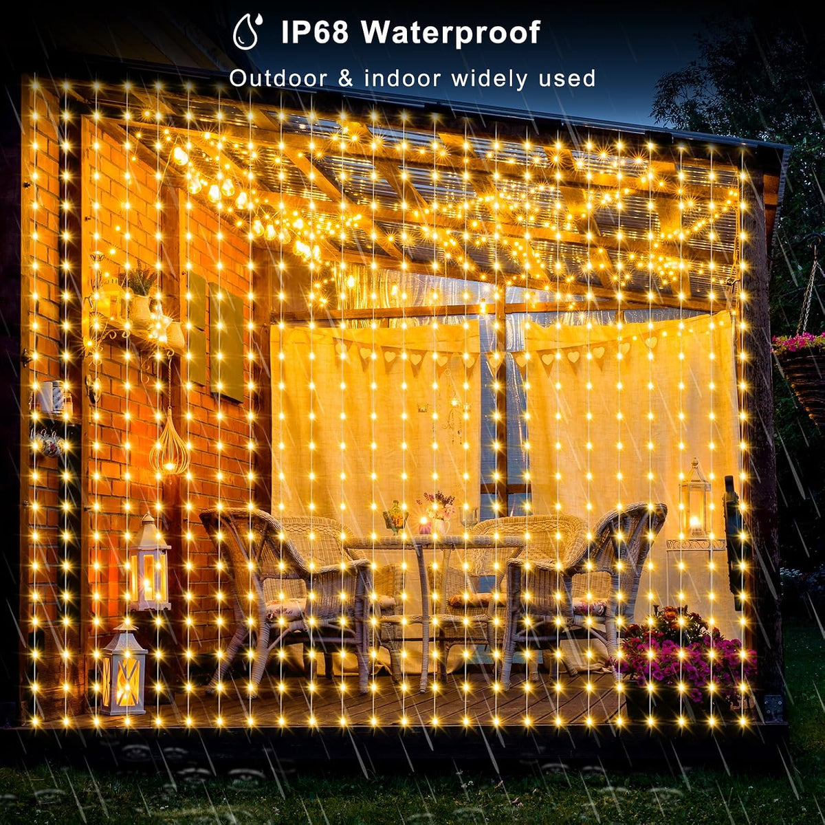 Smart Curtain Lights RGB 5050 Built in Chip with APP Remote Control | 8Ft x 6Ft 144LED Color Changing Fairy Lights with Music Sync, USB Powered Curtain Light for Party Patio Garden Decor