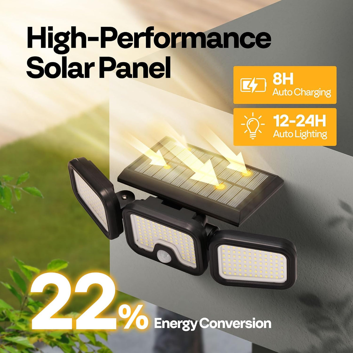 VIVOHOME Solar Flood Lights Outdoor, 256 LED Motion Sensor Lights, 3 Pack