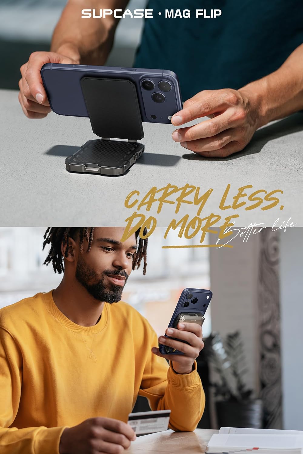 SUPCASE for MagSafe Wallet with Adjustable Stand, Hold 5 Cards, Black | RFID Blocking, Strong Magnetic Lock, Magnetic Wallet for Men, Phone Card Holder Tripod for iPhone 17/16/15/14/13/12 Series