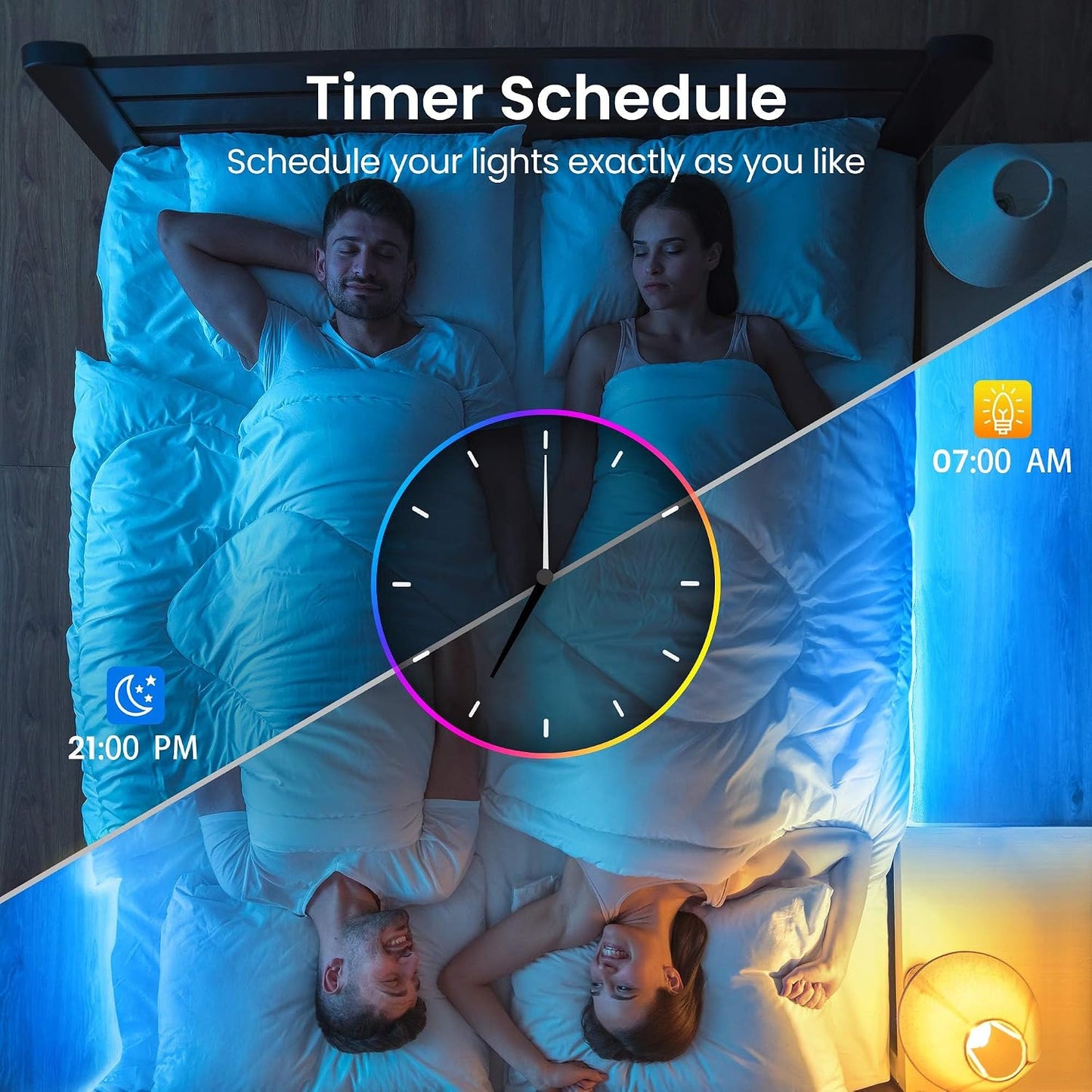 TJOY 100ft Smart Led Strip Lights for Bedroom, Work with Alexa, RGB Color Changing Music Sync Led Lights with App Remote,Multi-Color Wireless Led Strip Lighting for Bedroom (APP+Remote+Voice)