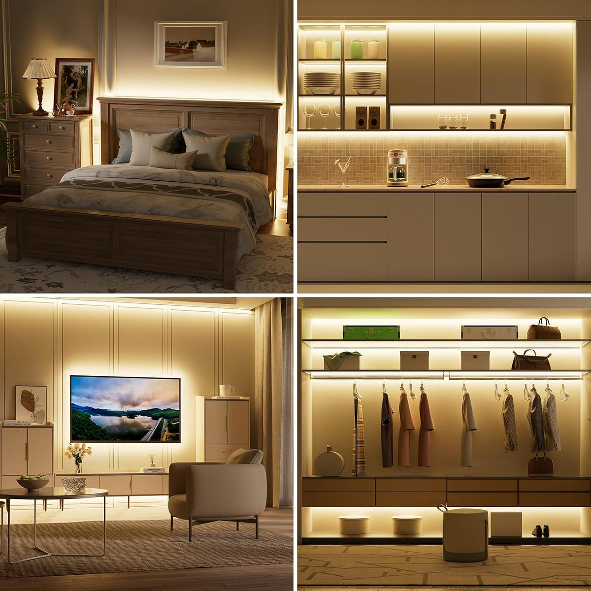 PAUTIX LED Strip Warm White 20ft/6.1m,Smart LED Strip Light Kit Compatible with Alexa/Google Assistant,Dimmable 24V 3000K COB LED Strip Light for Bedroom,Kitchen,Cabinet,Mirror,Sunroom