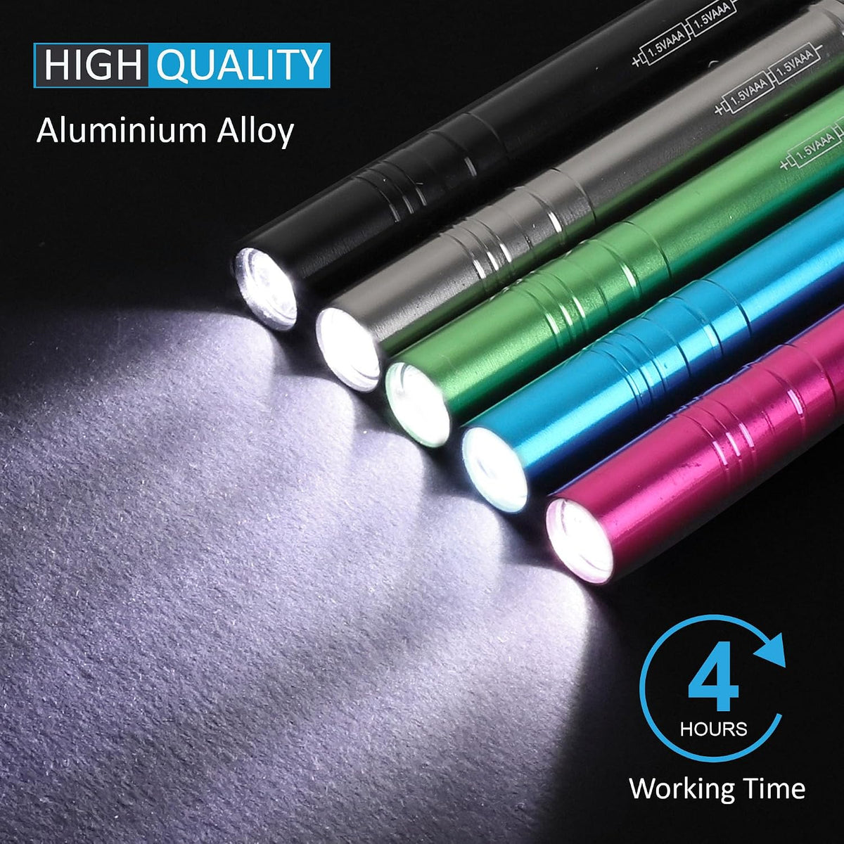 15-Pack LED Pen Light with Clip | Pocket Flashlight Including 30 Dry Batteries, Portable Pen Flashlight for Inspection, Camping, Emergency & Training Use
