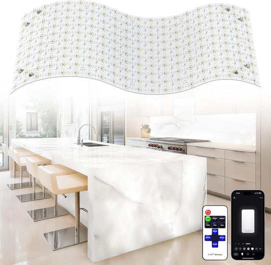 20 Pack LED Backlight Sheet, 24V 36W 6000K White Flexible Led Panel with Alexa & APP Remote Control Dimmable Transparent Film Screen 19.7X9.7 Inch for Translucent Stone/Marble/Onyx/Quartz Countertop