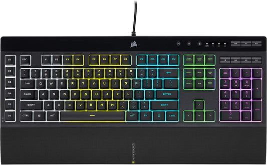 Corsair K55 RGB PRO Membrane Wired Gaming Keyboard – IP42 Dust and Spill-Resistant – 6 Macro Keys with Elgato Integration – iCUE Compatible – QWERTY NA – PC, Mac, Xbox – Black