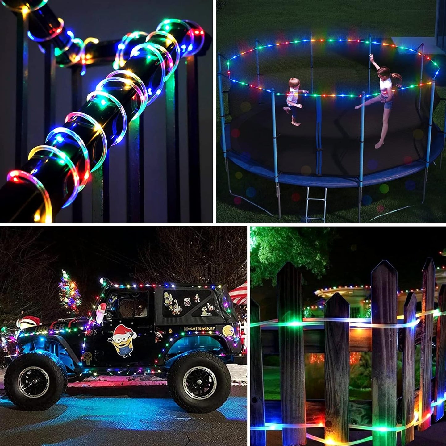 JMEXSUSS 2 Pack Battery Operated String Lights with Remote, Camping Lights | Total 200 LED 66ft 8 Modes Waterproof Battery Powered Rope Lights Indoor Outdoor for Trampoline Camping Decor (Multicolor)
