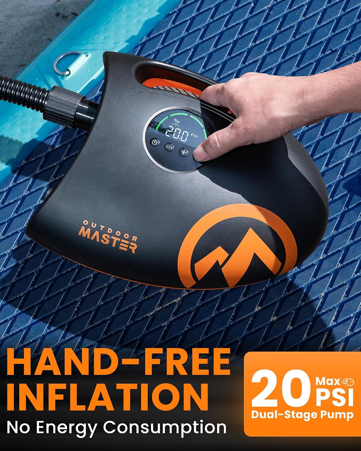 OutdoorMaster Shark 2S 88.8Wh Electric Paddle Board Pump Inflate & Deflate | 88.8Wh Rechargeable SUP Air Pump, One Charge for 6 SUPs,12V/15.8V DC Input, Digital Display, 20PSI, Auto-Off, 8 Nozzles