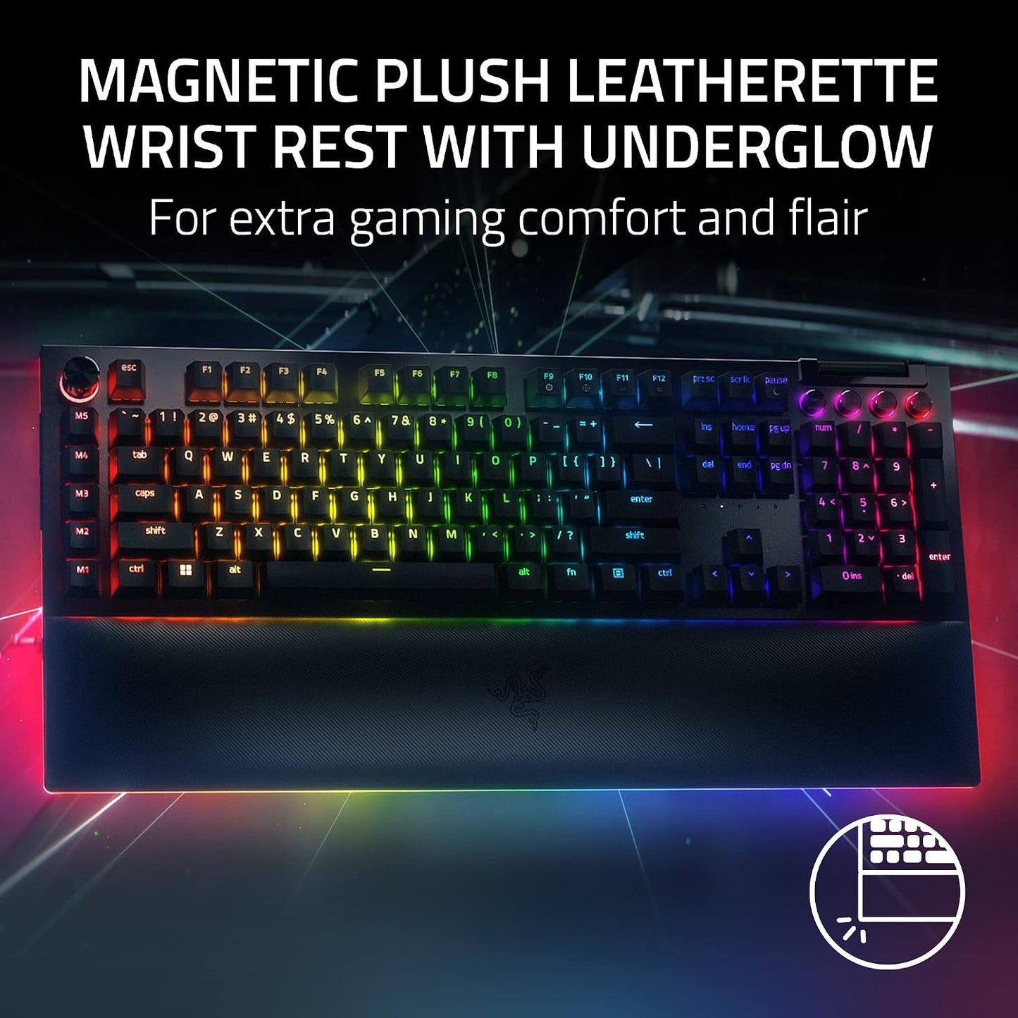 Razer BlackWidow V4 Pro Mechanical Gaming Keyboard, Green Tactile Switches | Green Switches Tactile & Clicky, Doubleshot ABS Keycaps, Command Dial, 8 Dedicated Macro Keys, Chroma RGB