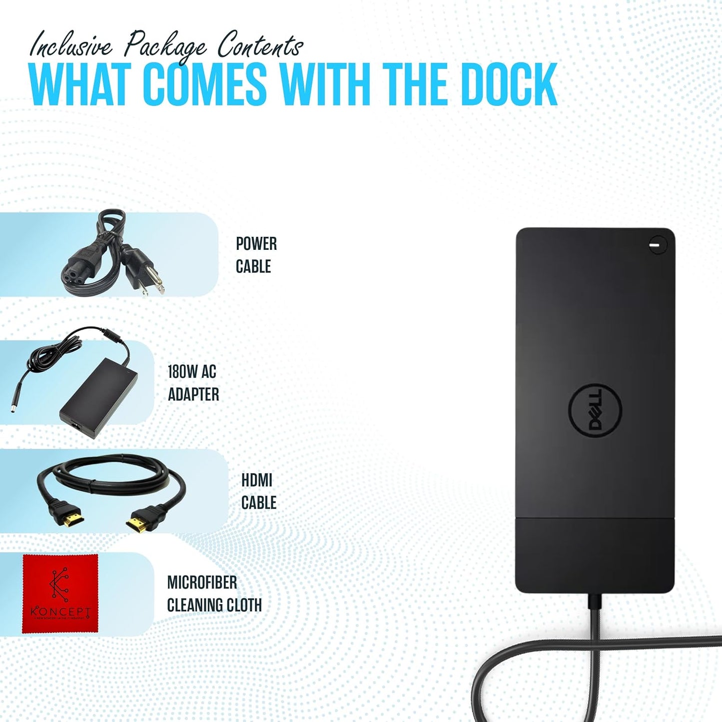 WD19 Dell Docking Station - Dual Monitor USB-C Dock with 180W & HDMI Cable | VGA & Mini DisplayPort Support, RJ45 Ethernet, Multiple USB 3.0/2.0 Ports, Audio Connectivity & One-Cable Workstation Setup