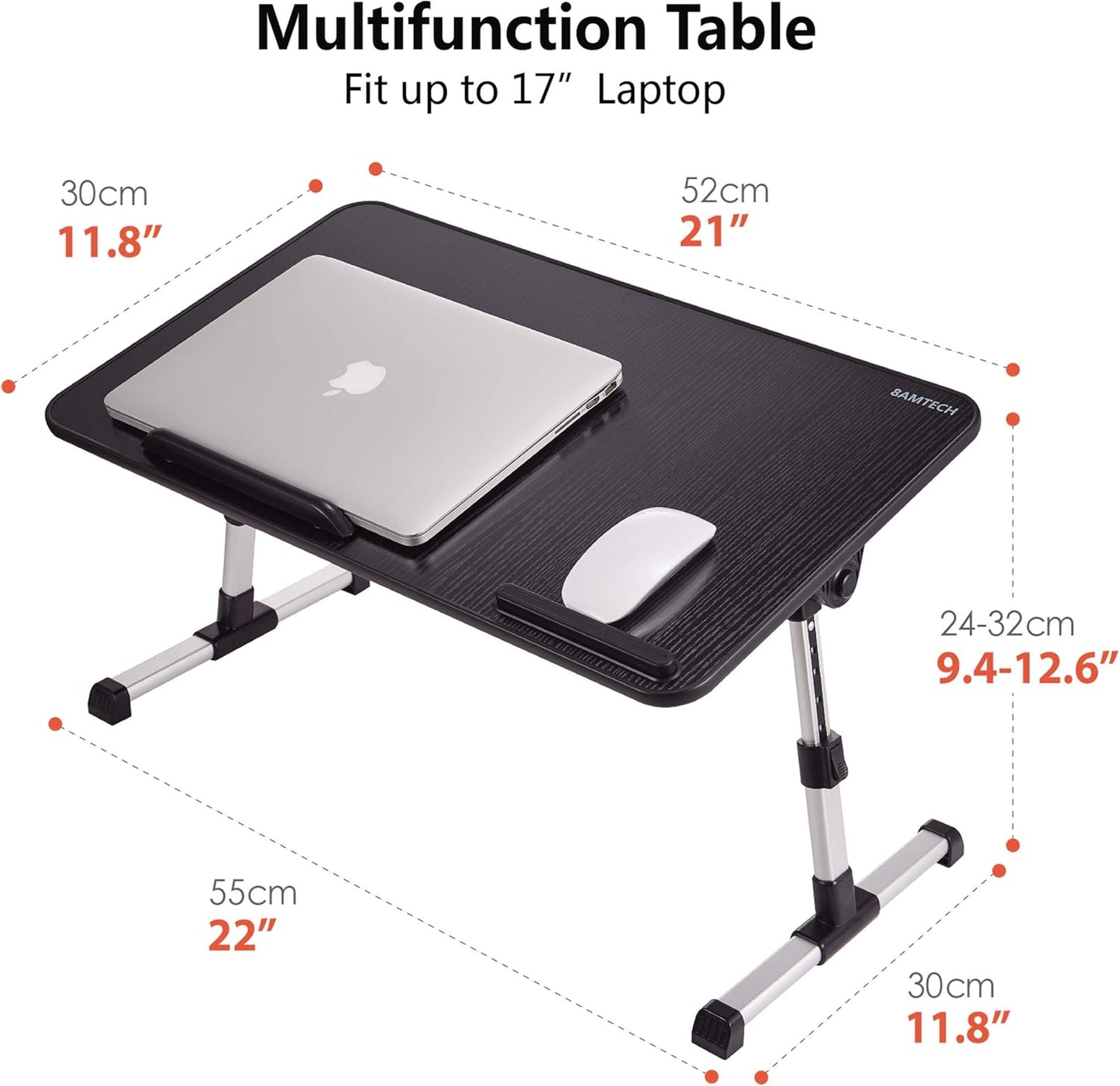 Lap Desk for Laptop, 8AMTECH Ajustable Laptop Table with Cooling Fan Office Desk for Lap-top, Working, Reading, Writing, Drawing and Eating in Bed Sofa Floor Couch