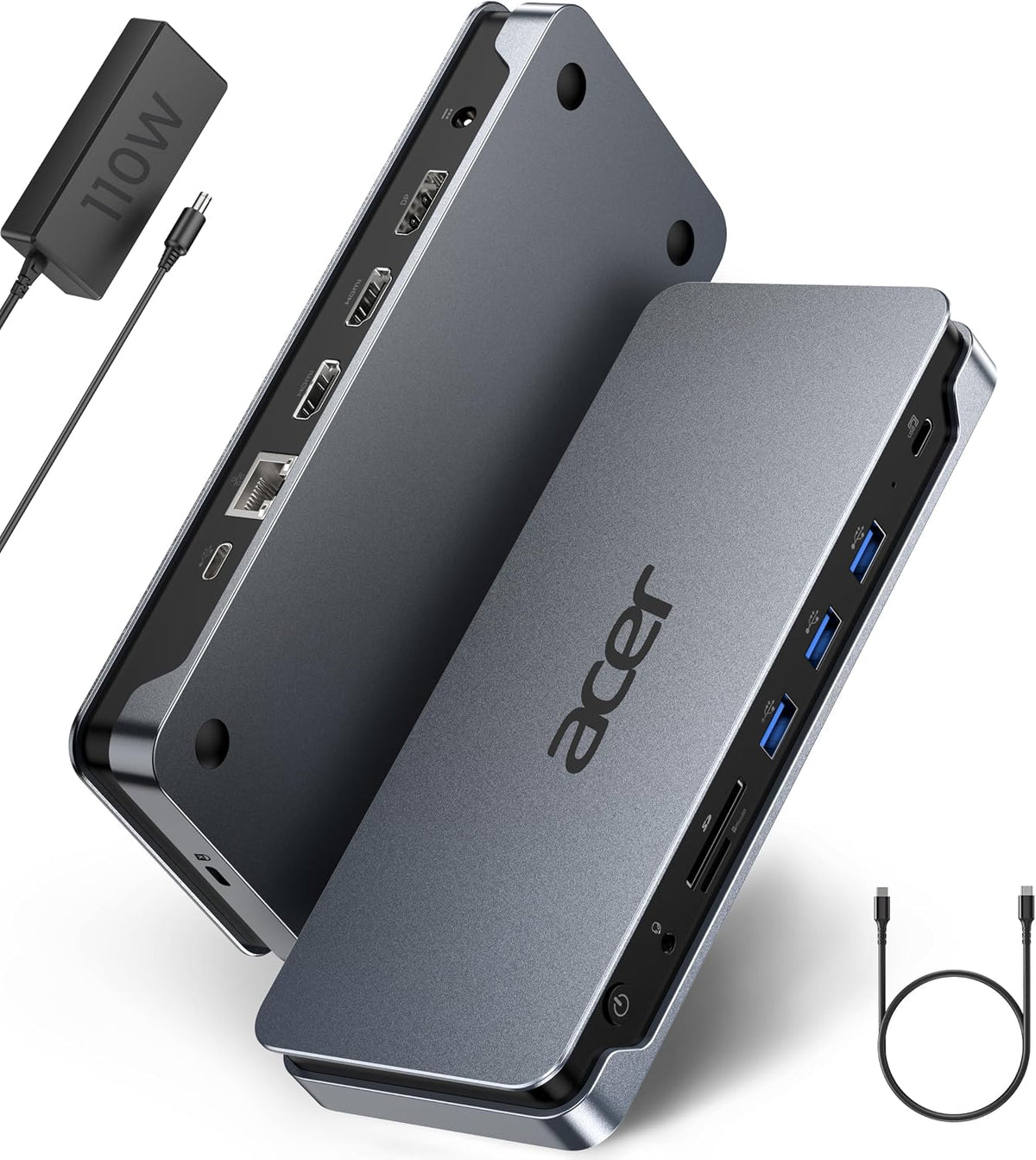 Acer 13-in-1 Laptop Docking Station, USB-C 3 Display Docking (2 HDMI+1 DP)