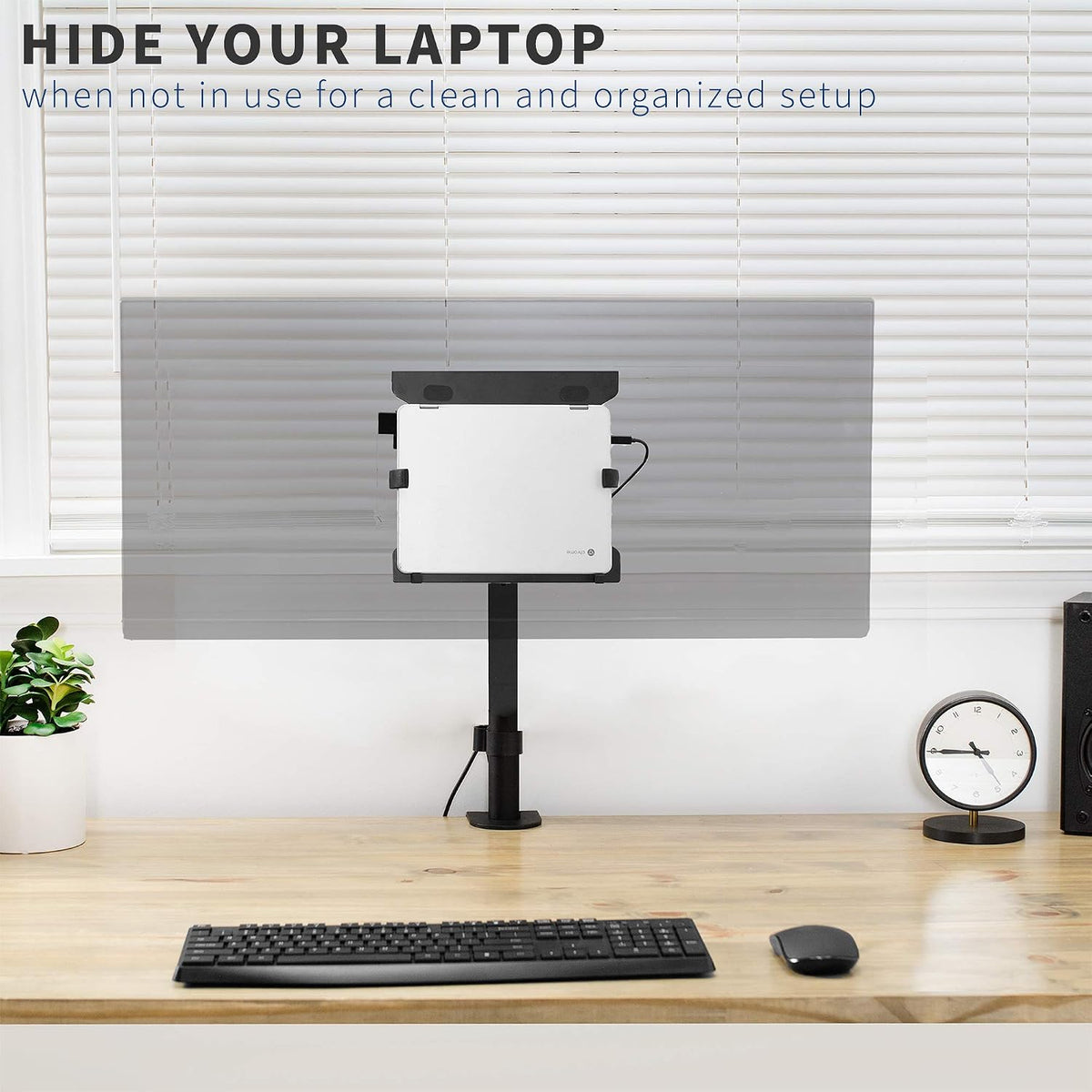 VIVO Steel Universal Full Motion Pole Mount Laptop Holder Arm with Removable 75mm and 100mm VESA Plate, Fits 10 to 15.6 inch Laptops, Black, MOUNT-PL1A-LAP3