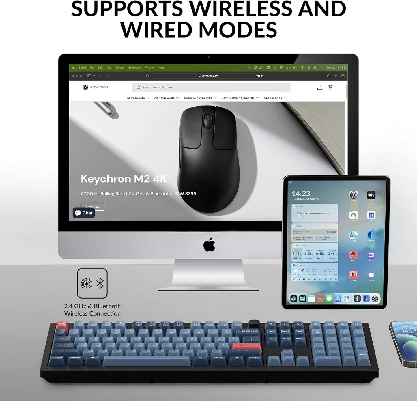 Keychron V6 Max Wireless QMK Mechanical Keyboard 2.4 GHz & Bluetooth | Full-Size Layout Custom with Hot-swappable Gateron Brown Switch RGB Backlight Compatible with Mac Windows Linux - Black