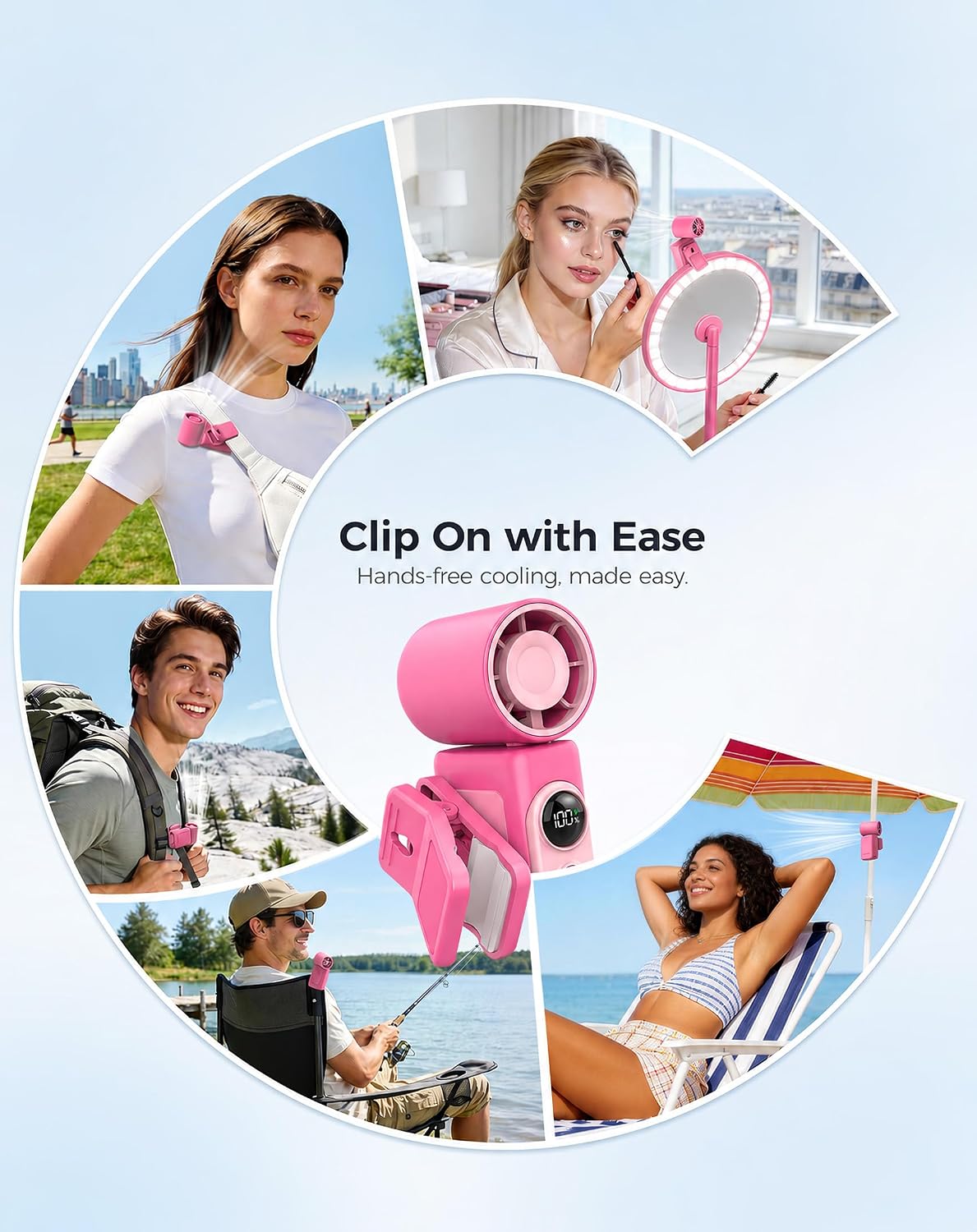 Hotsales Clip-On Portable Fan for Strollers, Handheld Turbo Fan for Travel | Small But Mighty Mini Fan, Detachable 360° Rotating Clip, LED Display, Rechargeable, Summer Outings, Gifts For Women And Men