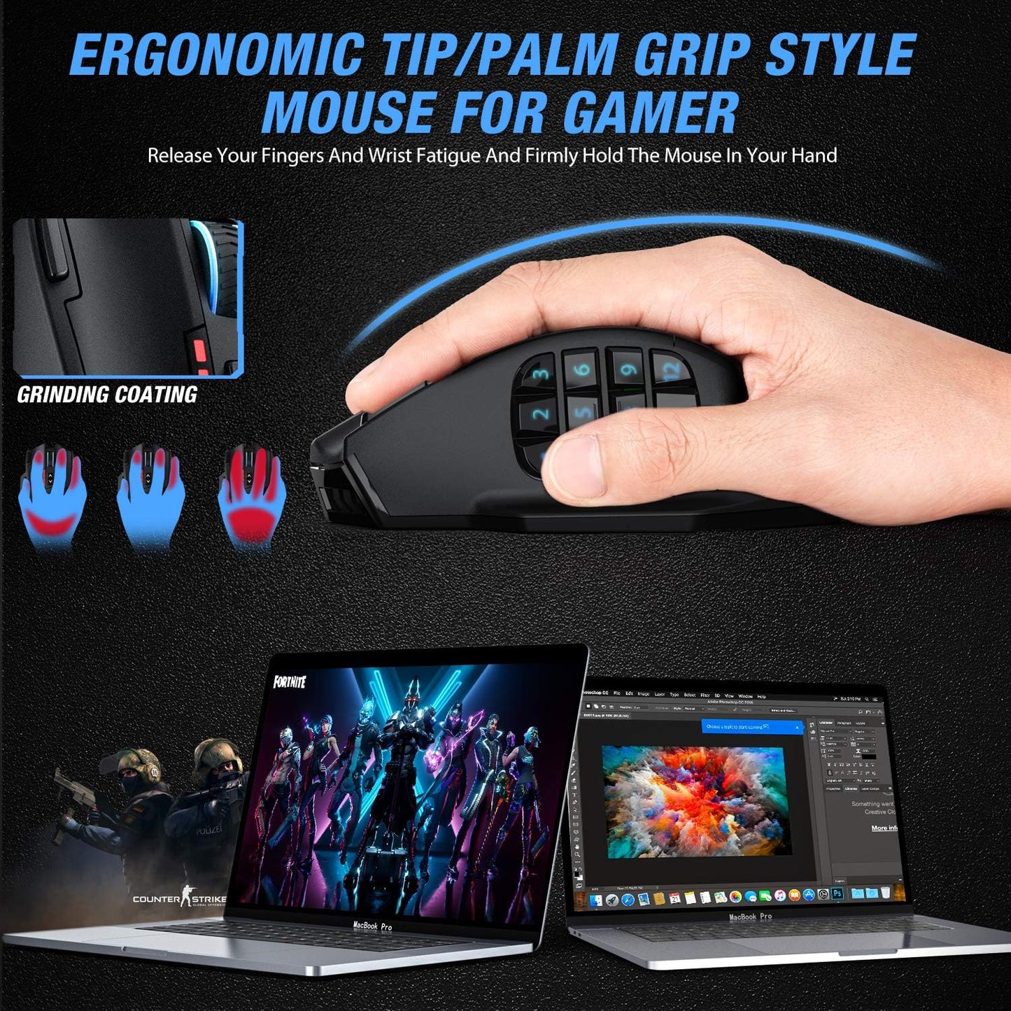 UtechSmart Venus Gaming Mouse RGB Wired, 16400 DPI High Precision Laser Programmable MMO Computer Gaming Mice