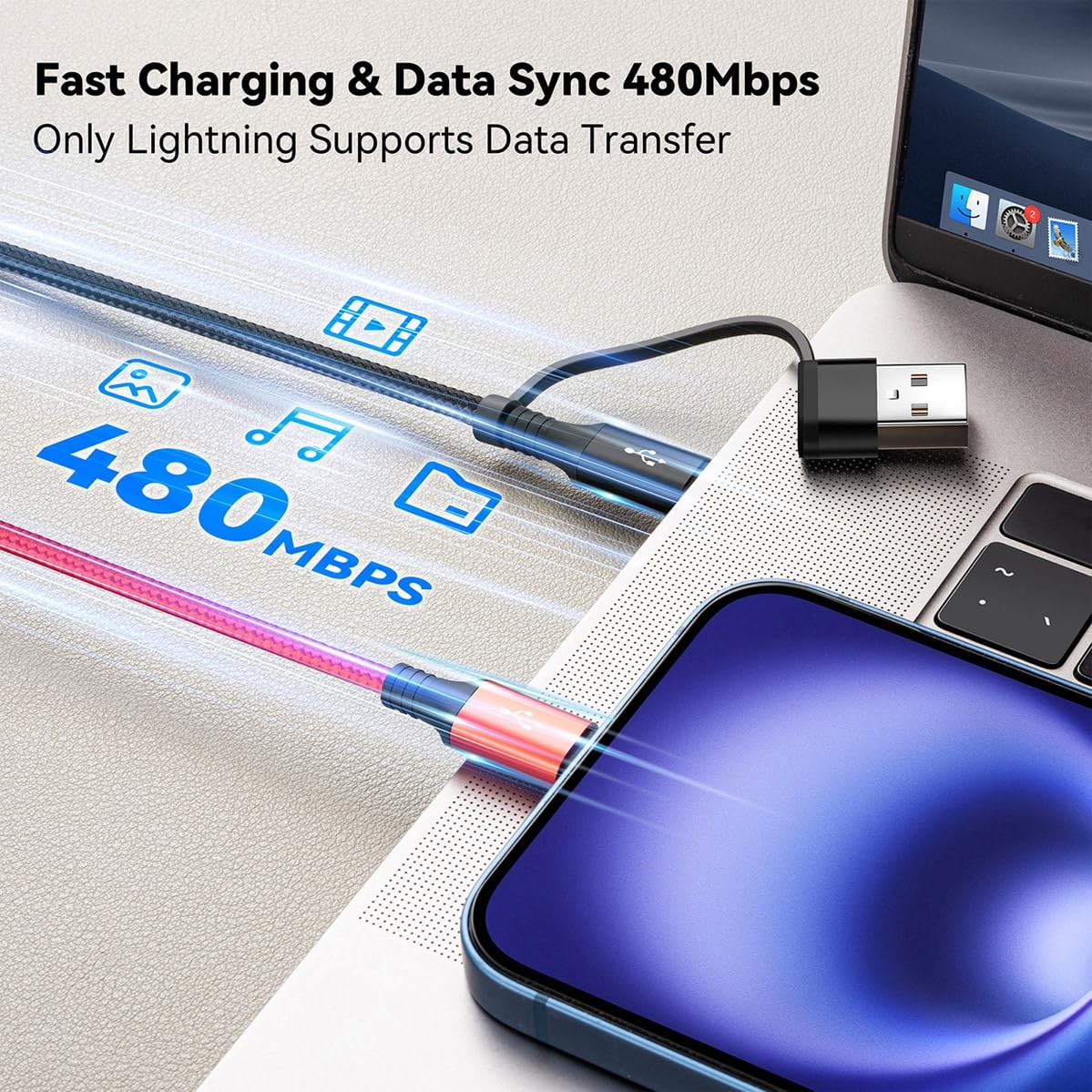 6 in 1 Multiple Charging Cable,USB A/C Universal Charger Cable 2 Pack 6Ft | Multi Chargers Cord for All Devices, Lightning/Type C/Micro USB Ports for iPhone 17 16 15 14 13/Galaxy/Tablets/PS,Car,Office