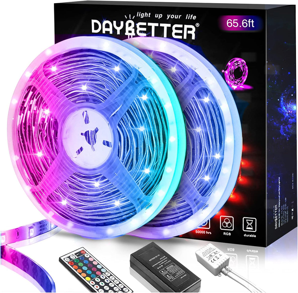 DAYBETTER Smart RGB Led Strip Lights, 300ft Led Lights for Bedroom with App Control, Multicolor Changing Led Light Strips Apply for Home Decor, Living Room, Kitchen, Home Party Decoration