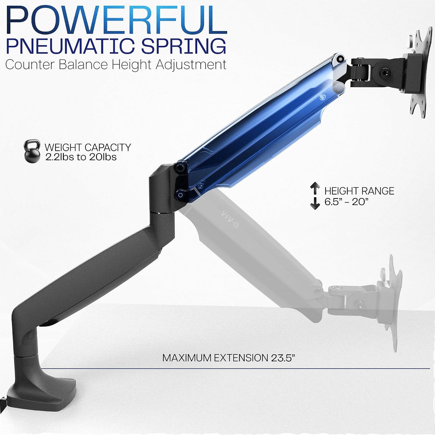 VIVO Premium Aluminum Height Adjustable Single Monitor Articulating Desk Mount Stand w/Gas Spring Arm Fits up to 32" Screen (STAND-V001Q)