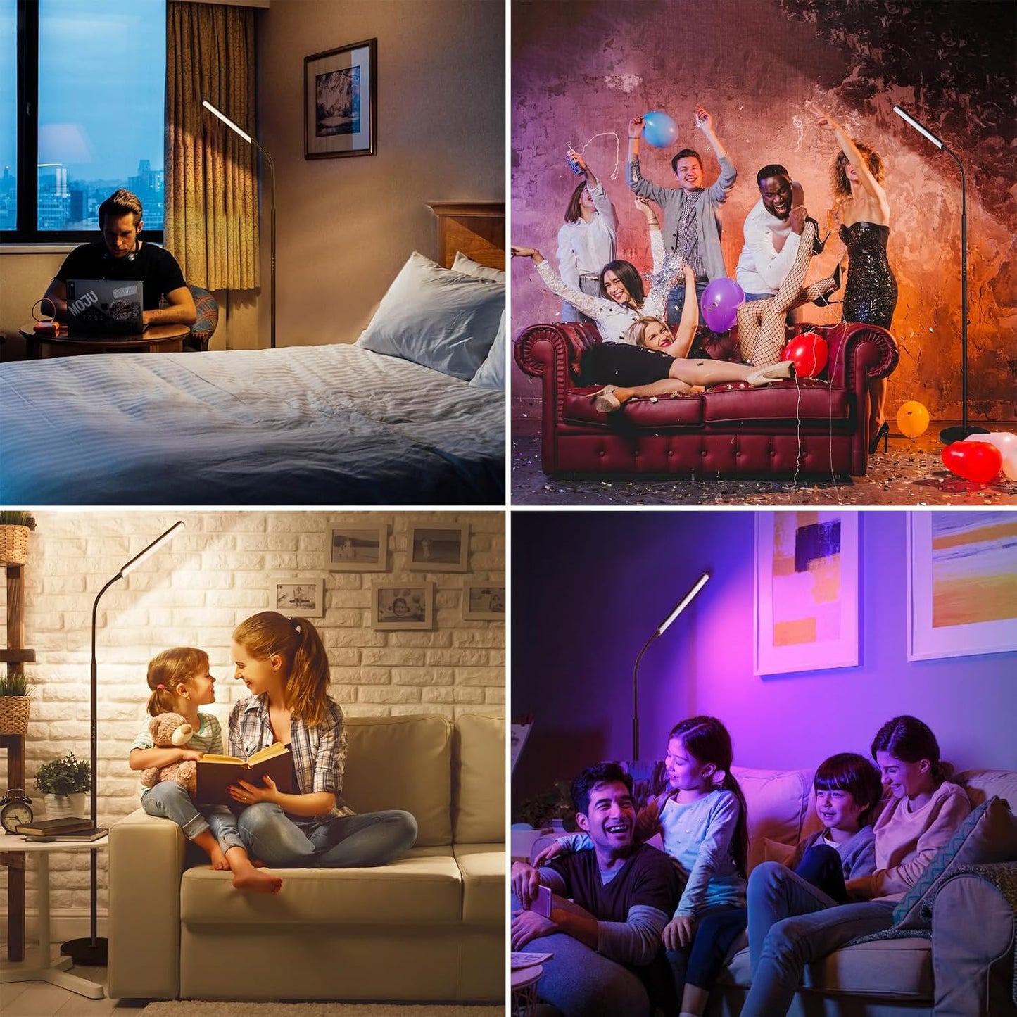 Dimunt LED Floor Lamp, Stepless Adjustable 3000K-6000K Colors, RGB | 4 Color Temps, Bright 15W Floor Lamps for Living Room with 1H Timer, Reading Standing Lamp with Remote & Touch Control, Home