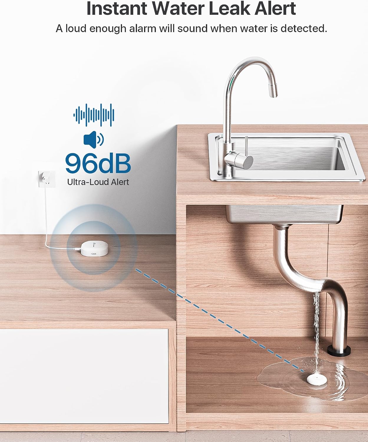 Water Leak Detector 3 Pack & Smart Hub for Home, | Wireless 2.4GHz WiFi & Zigbee, Mini Water Alarm Leak Detector, Audible Alarm APP Notification, Water Sensor IP66 Waterproof