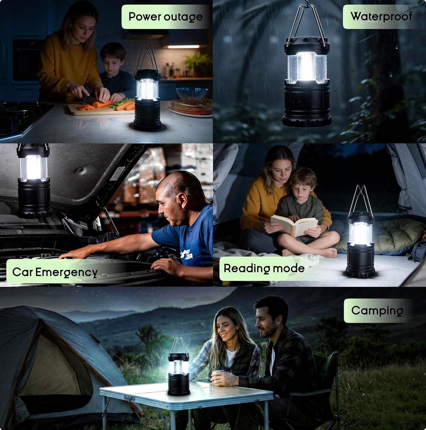 MalloMe LED Camping Lantern, Battery Powered Lanterns for Power Outages, Portable Hanging Collapsible Camping Lights for Outdoor, Home, Emergency, Hurricane Lamp Survival Outage Light 3 x AA Operated