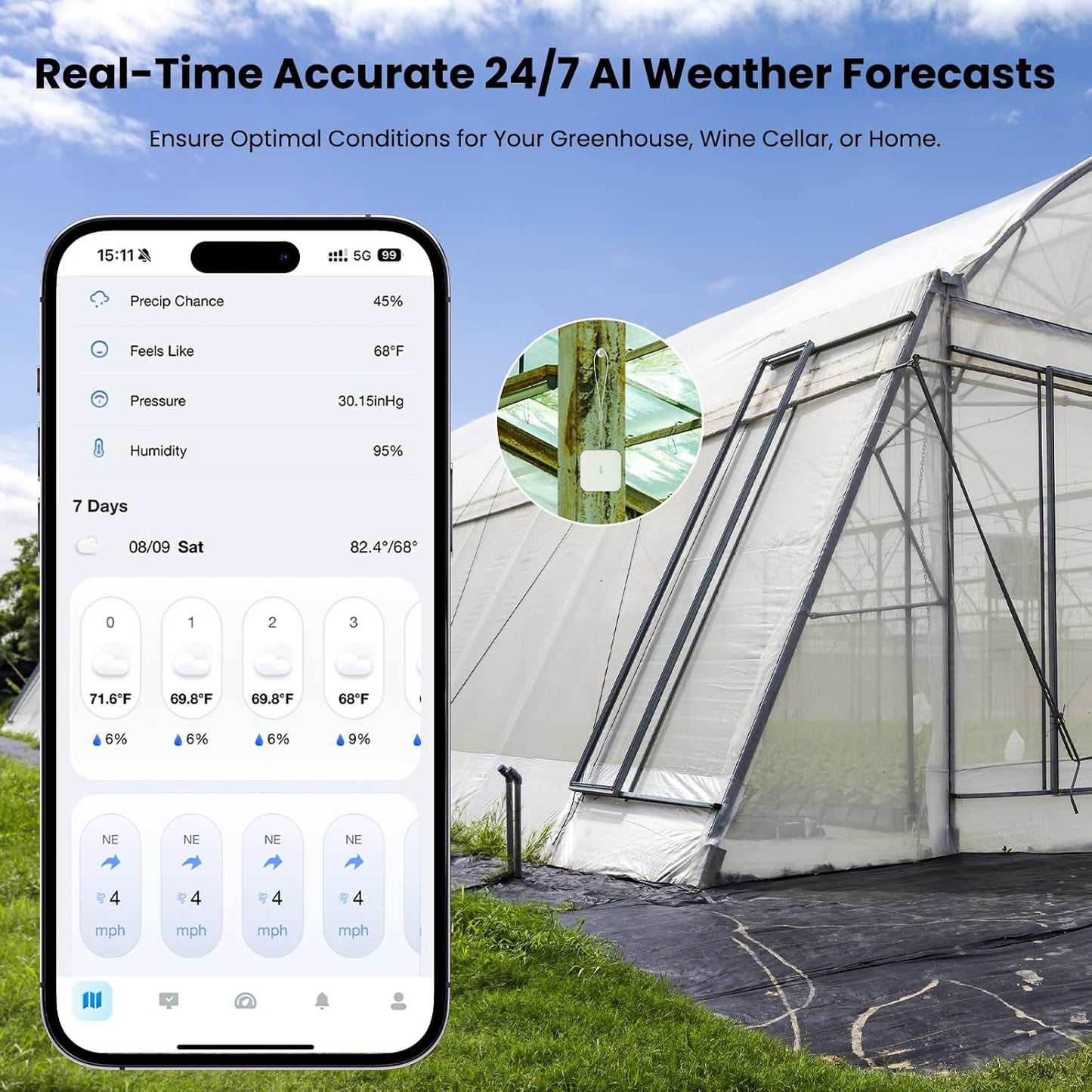 WiFi Weather Station Indoor with APP, Temperature Humidity Sensor, AI Forecast & Barometric Pressure, Moon Phase, Email Alerts, 2-Year Data Storage, No Outdoor Sensor for Room Greenhouse Humidor