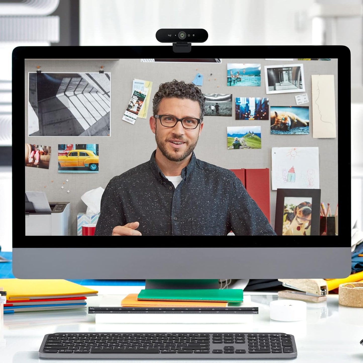 Logitech Brio 4K Ultra HD Webcam | Noise-canceling mics, auto light correction, wide field of view, adjustable mounting clip
