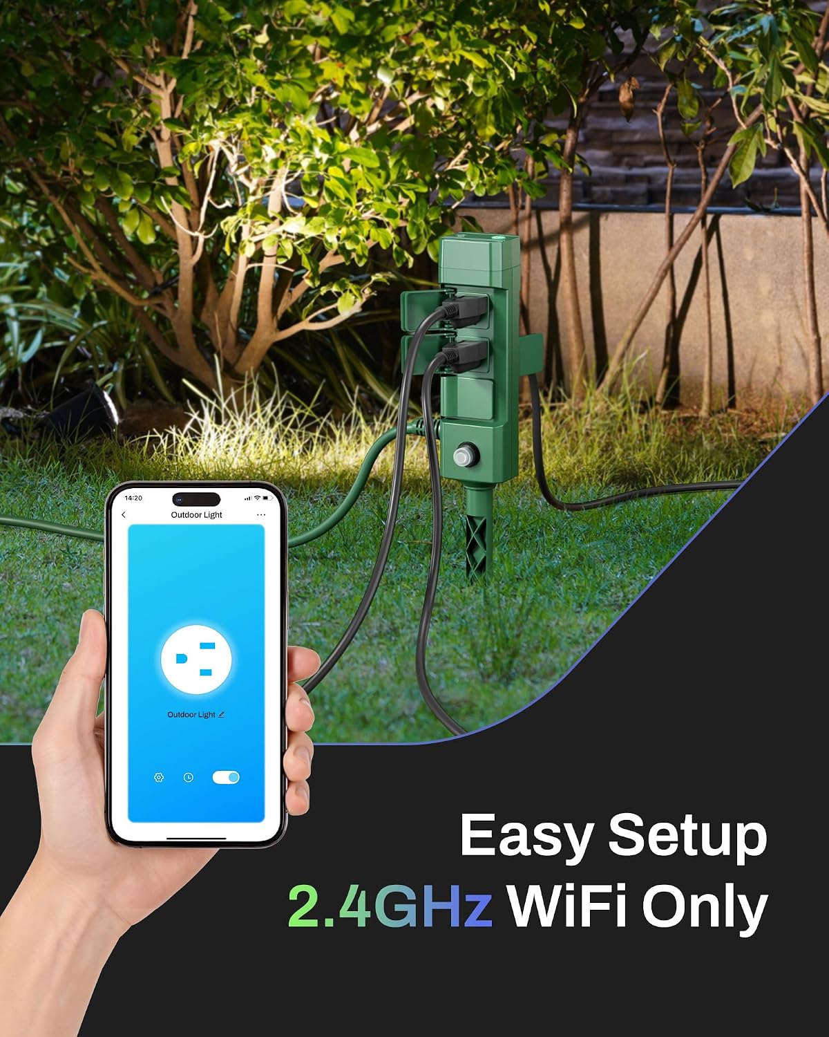 HBN Smart Outdoor Power Stake Timer, 6 Outlets, WiFi Voice Control