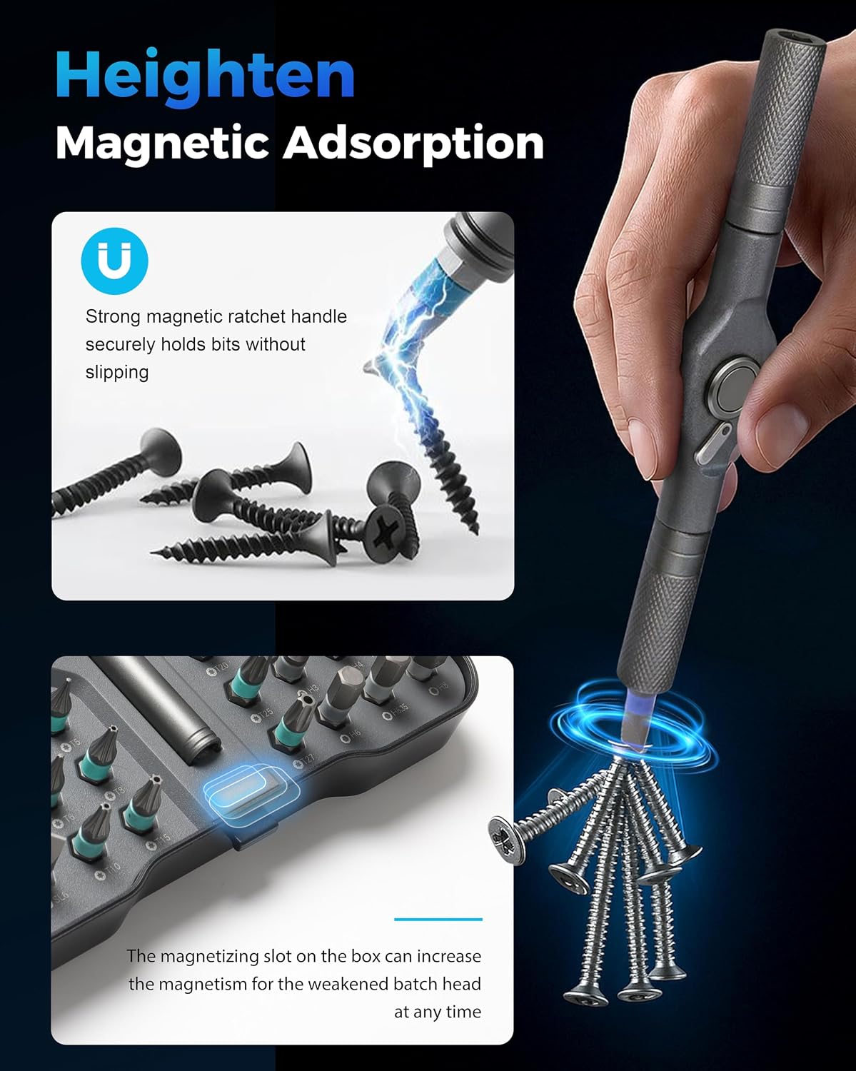 32-in-1 Magnetic Ratchet Screwdriver Set with Removable T-Handle | 2026 Upgraded Multi Bit Screwdriver Tool Set Ratchet Allen Wrench Set for DIY Home Computer Bicycle Repair (32)