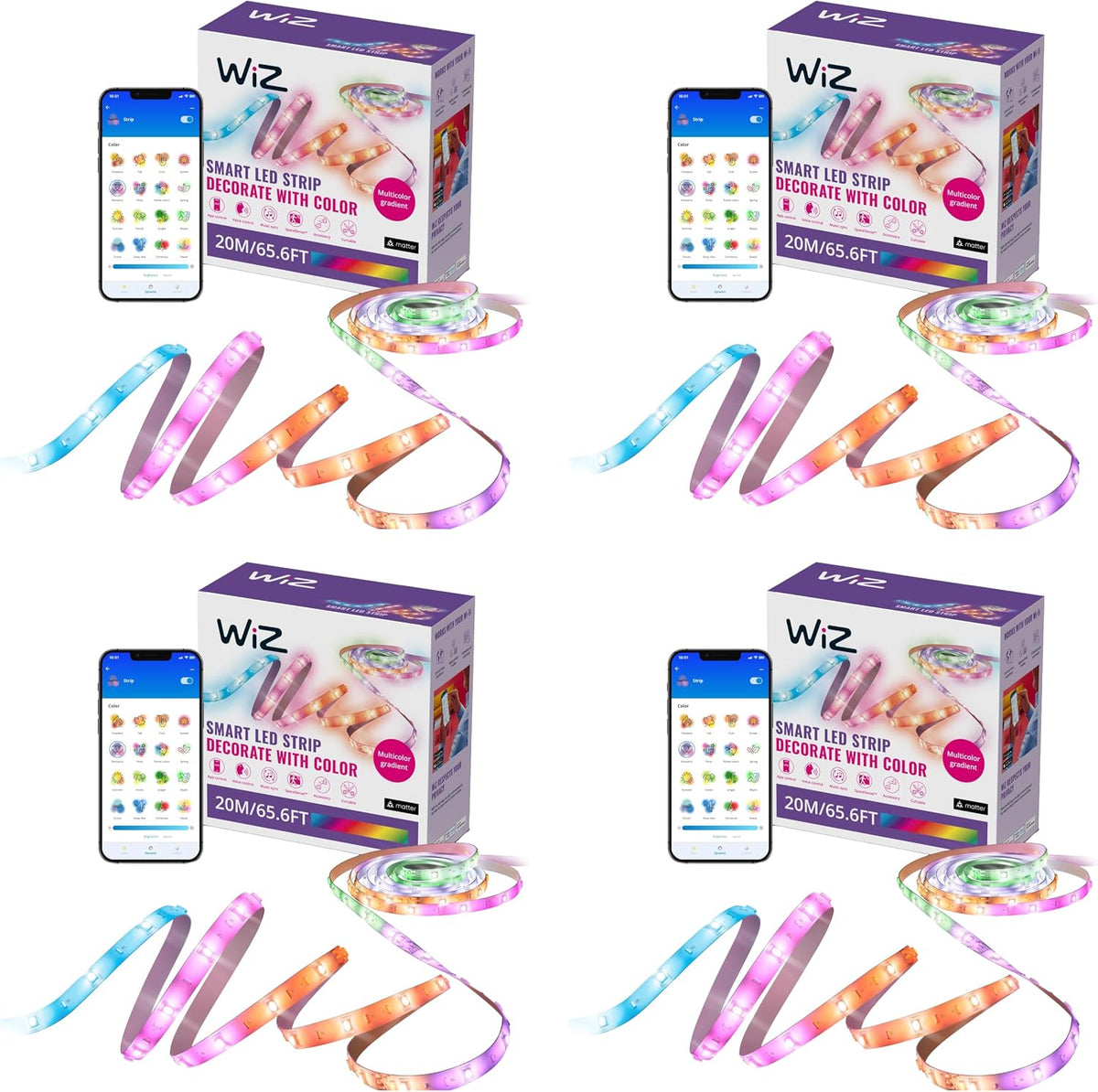 WiZ Connected 32.8 ft LED Light Strip For Your Smart Home - Flowing Multicolor LED, Color-Changing, Cuttable - Voice/App Control - Works with Google Home, Alexa & HomeKit