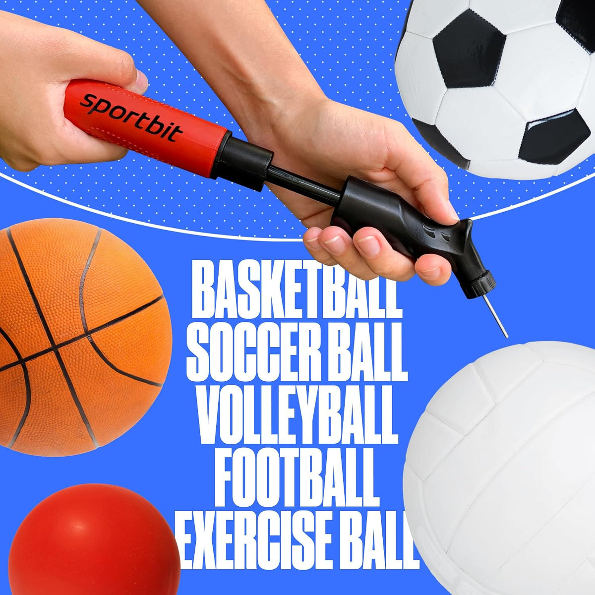 SPORTBIT Adjustable Wrist and Ankle Weights for Women | Hand Pump for Exercise Balls - Volleyball Pump, Basketball Inflator, Ball Air Pump - Goes with 5 Needles Set