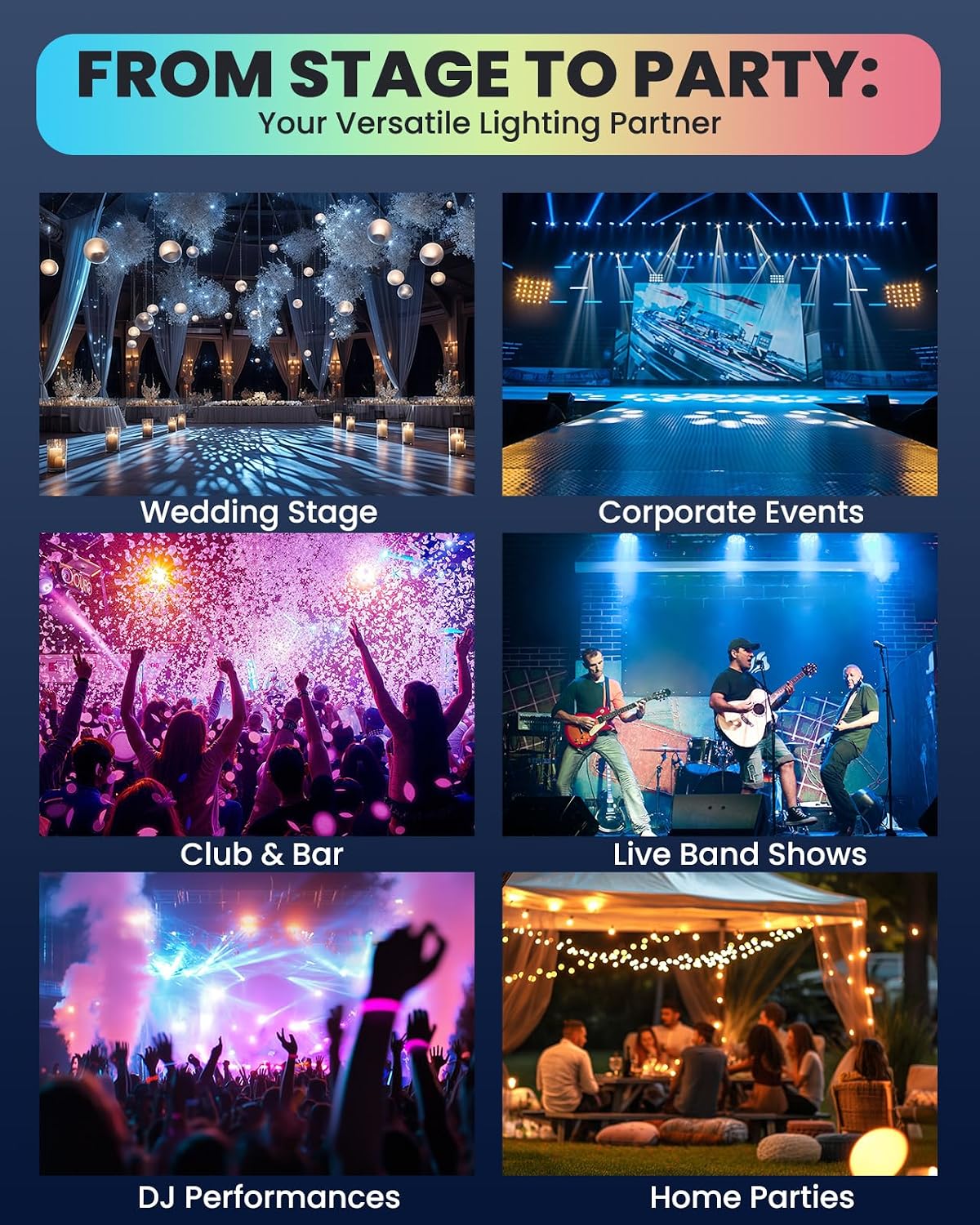 2 Pack 400W 10-Eye Moving Head Light Bars, 127+ Dynamic Effects, RGBW 4-in-1 Wall Washer Lights, DMX512 Sound-Activated DJ Stage Lighting for Wedding Party Theater