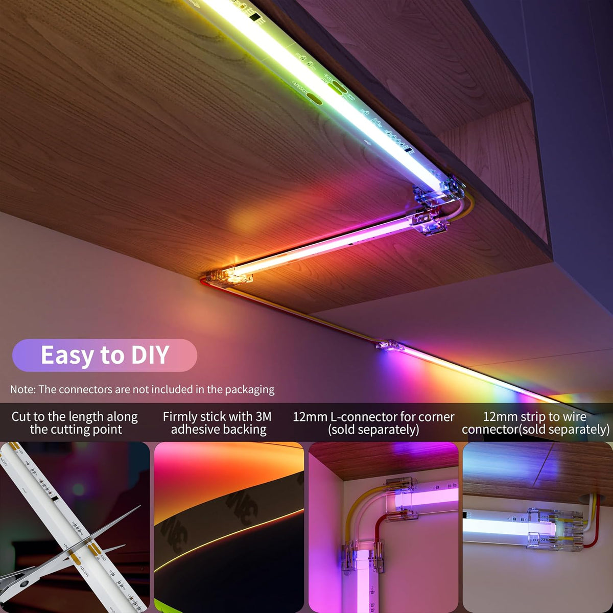 PAUTIX IP65 Waterproof RGB Smart IC COB LED Strip Light Addressable 24ft/7.5m,24V Color Flowing Strip Light Multicolor Flexible Tape Light for TV,Room,Party DIY Decoration(Without Controller&Adapter)