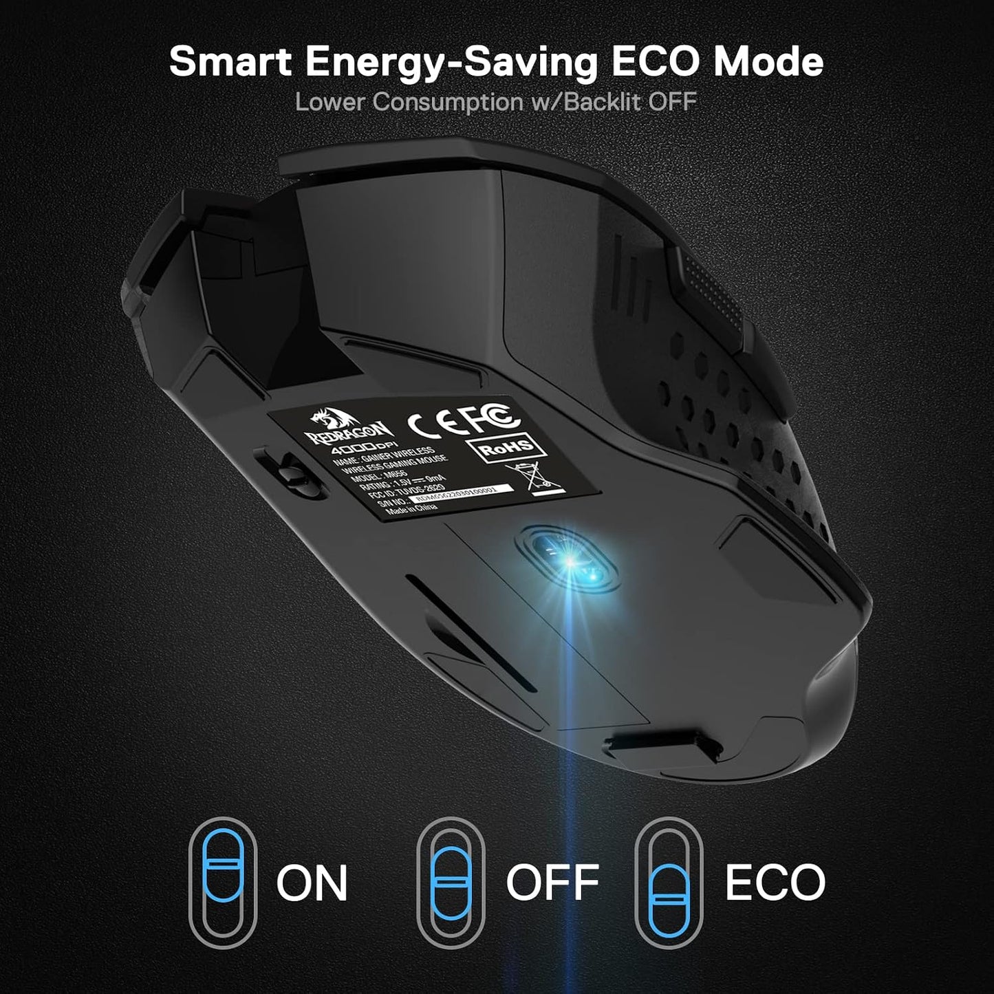 Redragon M656 Wireless Optical Gaming Mouse 4000 DPI Remapping Keys | Cable-Free 0 Delay, Smooth Precise Tracking, Custom Macro Keybinds, Ergonomic Grip Body Comfort