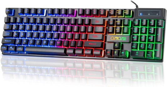 Wired Gaming Keyboard, 104 Keys Full Size, Light Up Keyboard for PC Mac Laptop Desktop