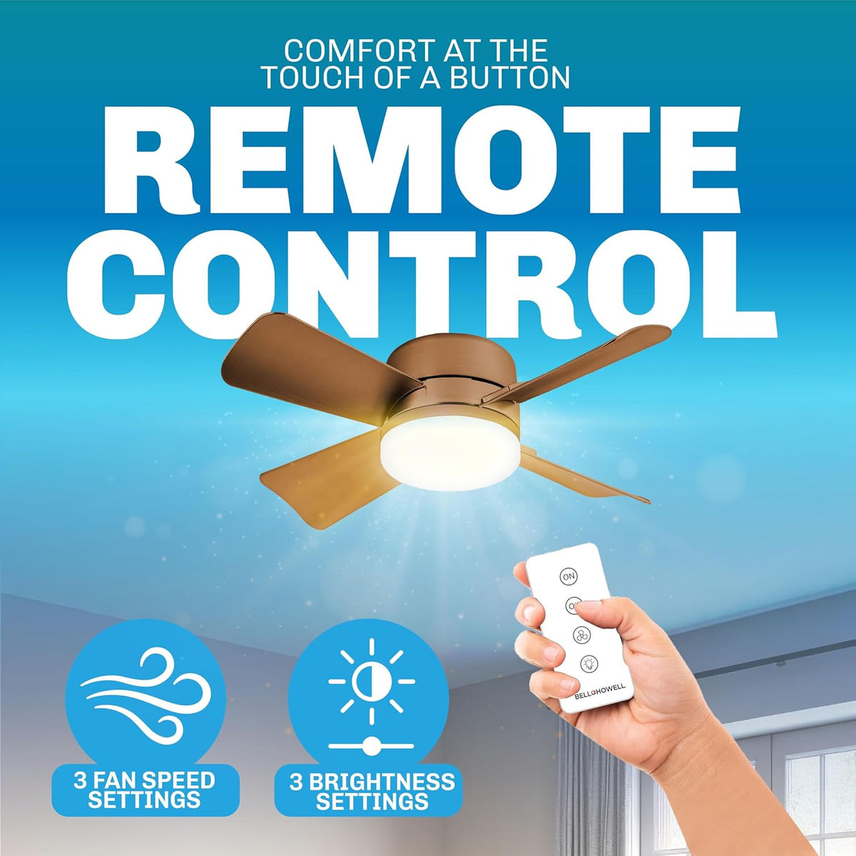 Bell+Howell Socket Breeze Socket Fan Light with Remote | 3500K, 1000 Lumens, Portable, Easy to Install Ceiling Fans Replacement for Bedroom, Kitchen, Living Room