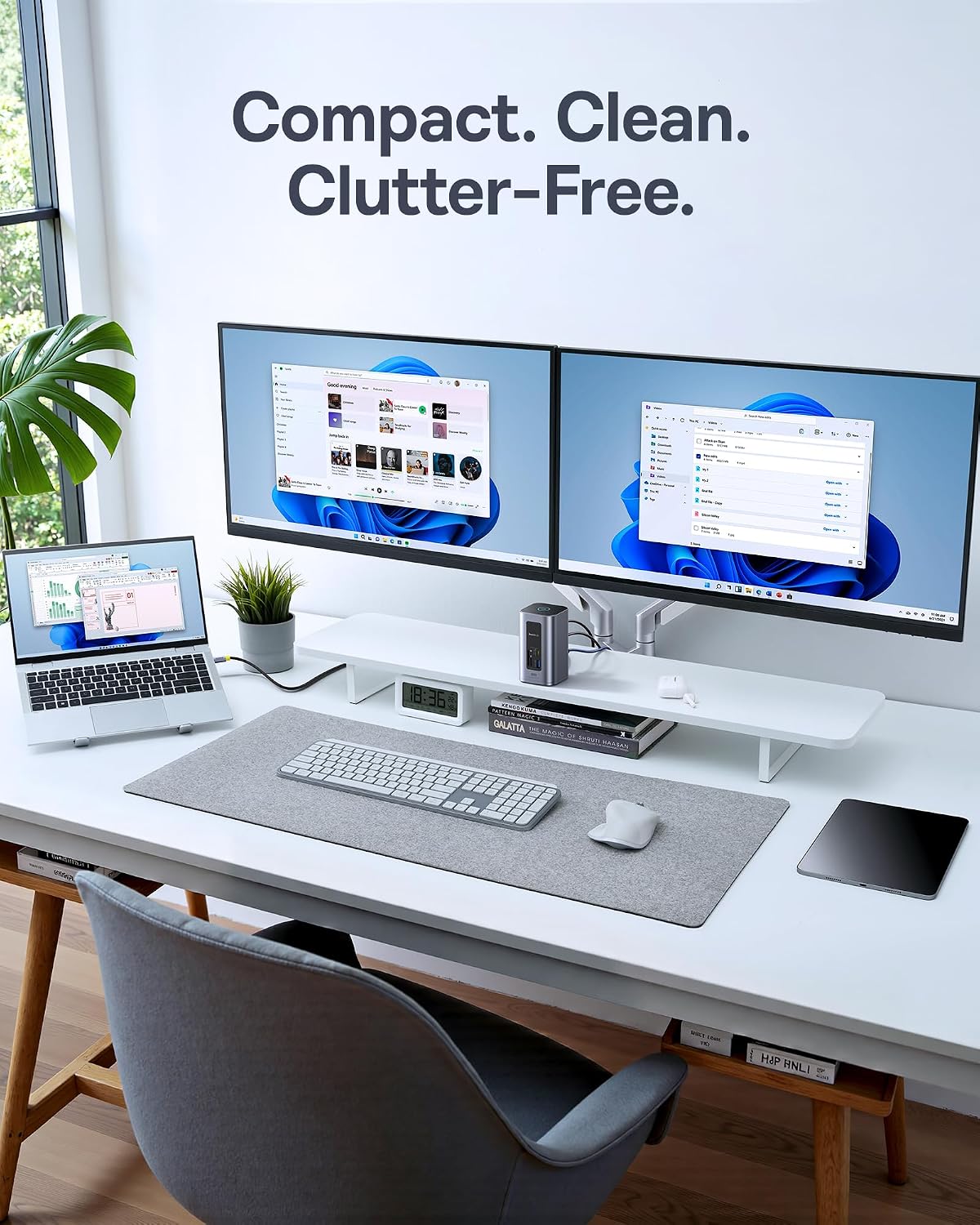 Baseus Nomos Air 12-in-1 Docking Station with 2 Monitors for Windows | Docking Station with 4K HDMI, 10Gbps USB-C/A, SD/TF Card Reader, 100W PD, Gigabit Ethernet, Compatible with Laptops