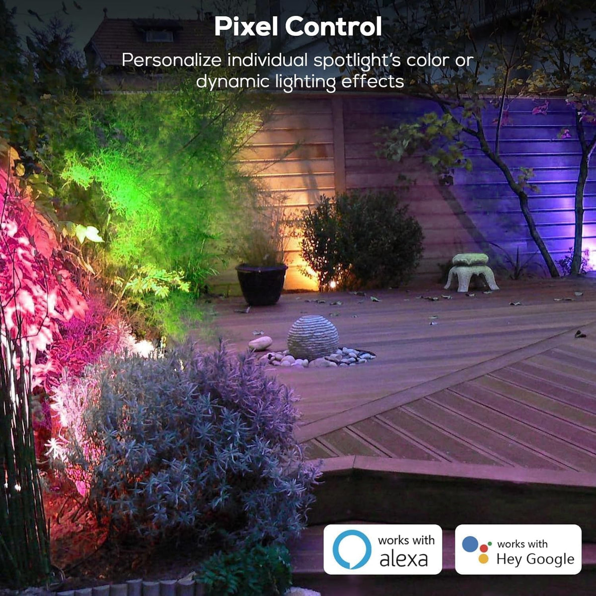 ZYAN APP Control Die-Cast Aluminum RGB Landscape Spotlights with Remote Control, Color Changing Music Sync Timer Alexa Compatible, Outdoor IP65 Waterproof for Patio Garden Yard Pathway, 4 Pack