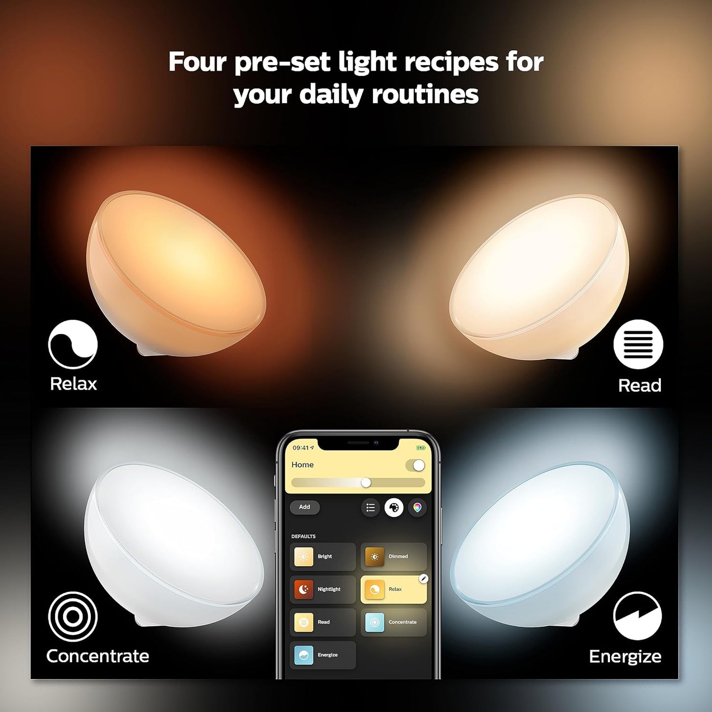 Philips Hue Go Smart Portable Dimmable Table Lamp, White - White and Color Ambiance LED Color-Changing Light - 1 Pack - Indoor and Outdoor Use - Control with Hue App or Voice Assistant