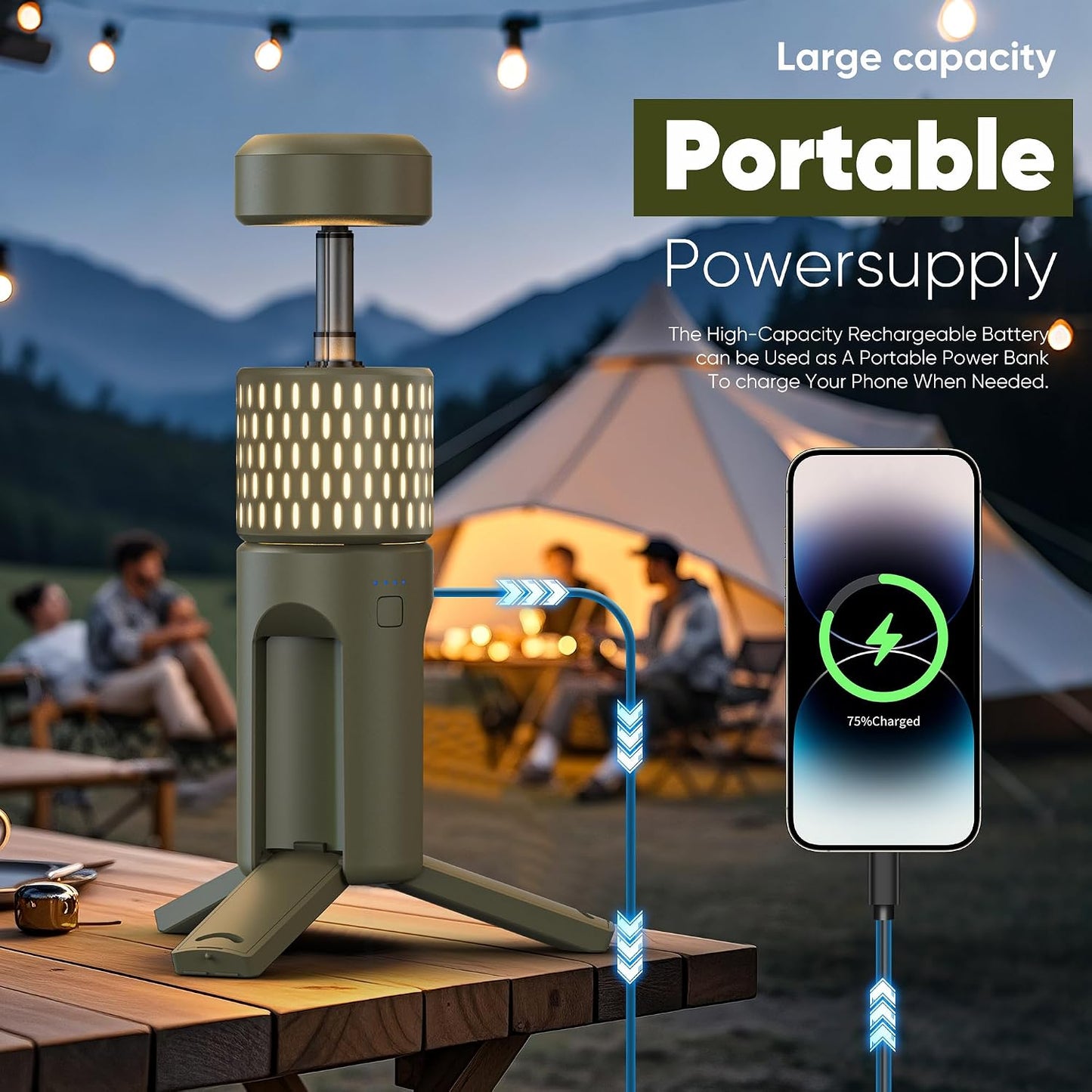 Camping Lights, Rechargeable Collapsible Camping Lanterns | Portable Flashlights, Camping Light for Tent, Emergency, Outdoor, IPX5 Waterproof