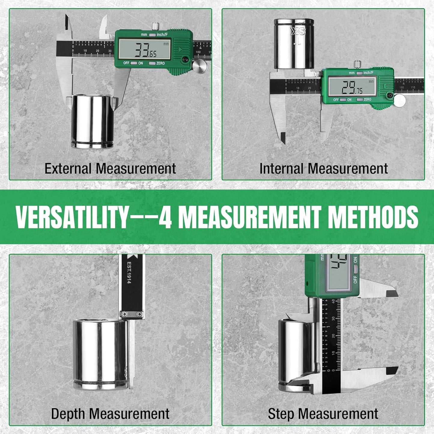 SK 6'' Digital Calipers, Vernier Caliper Measuring Tool, ±0.001" Accuracy | Electronic Calibrador with Large LCD Screen, Auto-Off Feature, Inch/Millimeter/Fraction Conversion