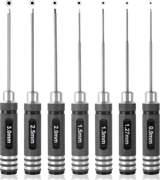 7pcs Precision RC Hex Screwdriver Set 0.9mm-3.0mm RC Tool Kit | Micro Allen Wrenches - Essential Repair Tools for RC Cars and Helicopters & 3D printer
