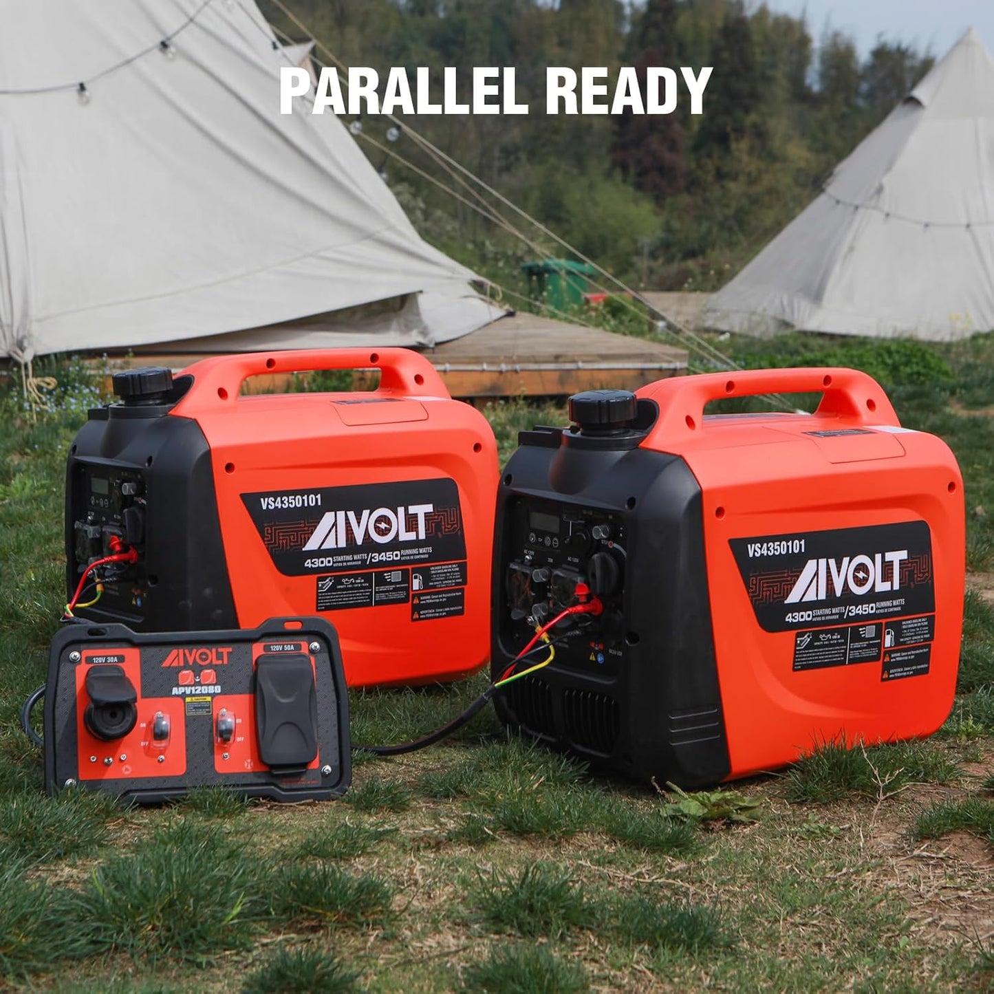 AIVOLT 4300W Inverter Generator Gas Powered Quiet RV Generator for Camping | 3450W Running. 60dBA Super Quiet. <3% THD Clean Power. CO Auto-Shutoff. 5.5h ECO Mode. Parallel Ready. EPA Compliant.