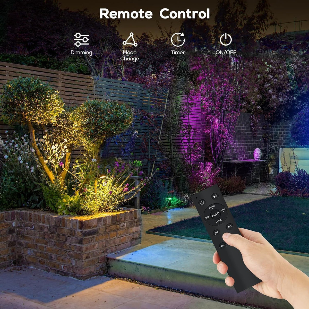 ZYAN APP Control Die-Cast Aluminum RGB Landscape Spotlights with Remote Control, Color Changing Music Sync Timer Alexa Compatible, Outdoor IP65 Waterproof for Patio Garden Yard Pathway, 4 Pack